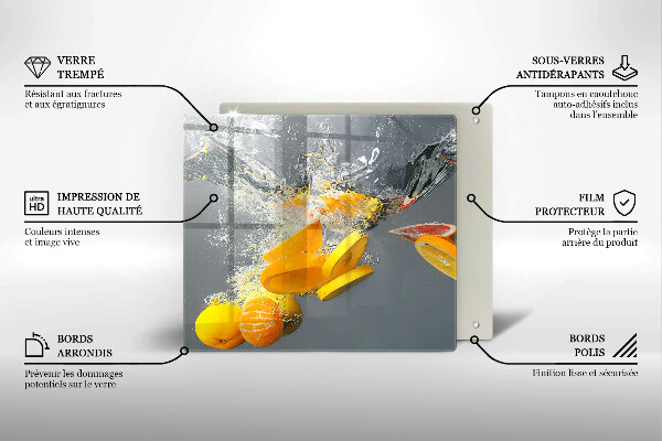 Tagliere in vetro Limoni in acqua