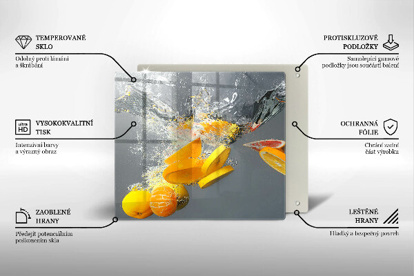 Tagliere in vetro Limoni in acqua