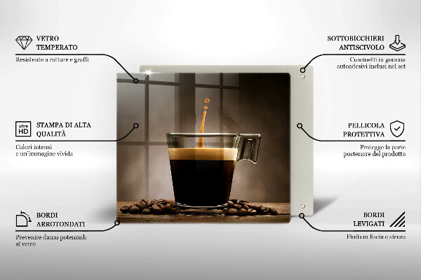 Tagliere in vetro Vetro e chicchi di caffè