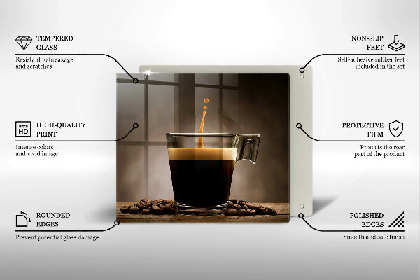 Tagliere in vetro Vetro e chicchi di caffè