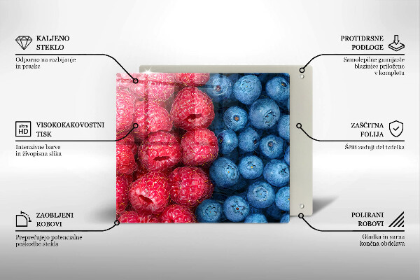 Tagliere in vetro Frutti di lampone e mirtillo