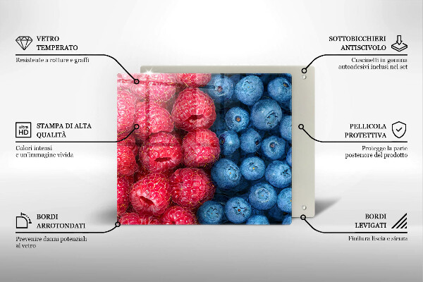 Tagliere in vetro Frutti di lampone e mirtillo