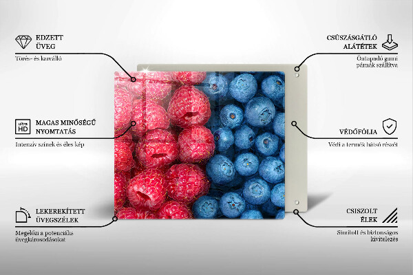 Tagliere in vetro Frutti di lampone e mirtillo