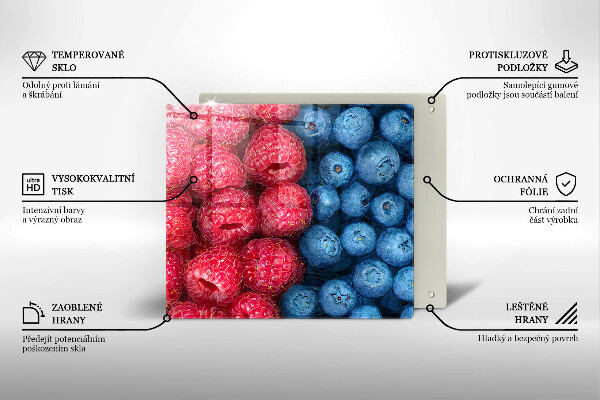 Tagliere in vetro Frutti di lampone e mirtillo