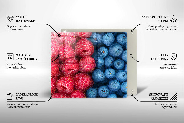 Tagliere in vetro Frutti di lampone e mirtillo