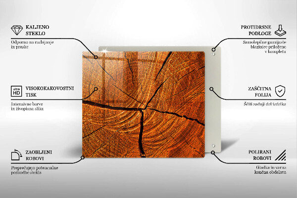 Tagliere in vetro temperato Struttura in tronco di legno