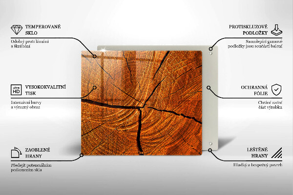 Tagliere in vetro temperato Struttura in tronco di legno