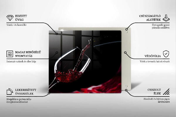 Tagliere in vetro temperato Un bicchiere di vino rosso