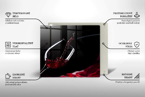 Tagliere in vetro temperato Un bicchiere di vino rosso