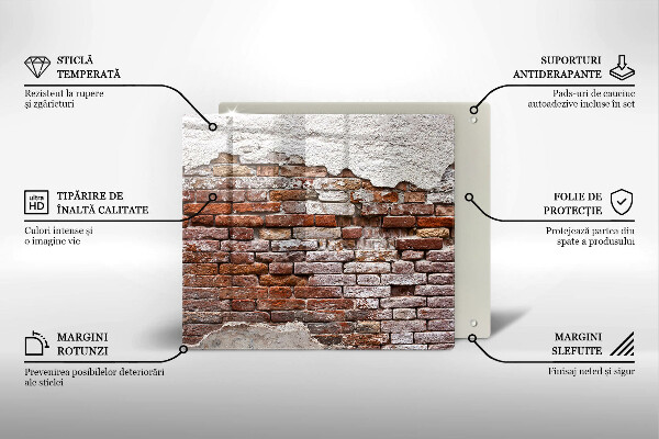 Tagliere in vetro temperato Vecchio muro di mattoni e cemento