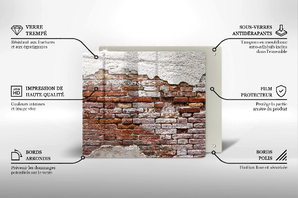 Tagliere in vetro temperato Vecchio muro di mattoni e cemento