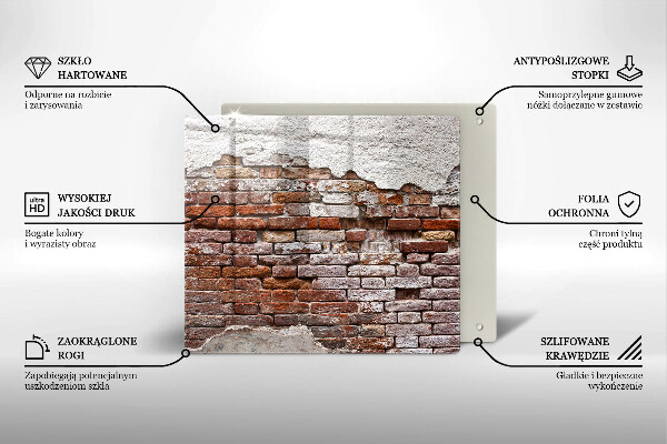Tagliere in vetro temperato Vecchio muro di mattoni e cemento
