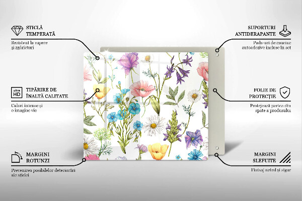Tagliere in vetro temperato Illustrazione dei fiori