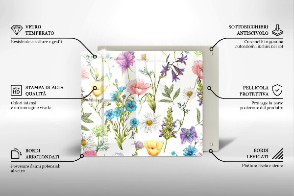 Tagliere in vetro temperato Illustrazione dei fiori