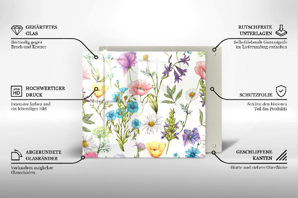 Tagliere in vetro temperato Illustrazione dei fiori