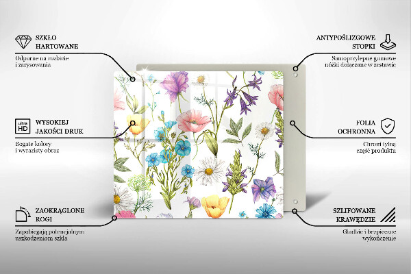 Tagliere in vetro temperato Illustrazione dei fiori