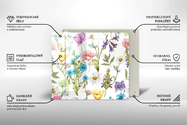 Tagliere in vetro temperato Illustrazione dei fiori