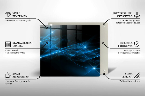 Tagliere in vetro temperato Fumo blu astratto