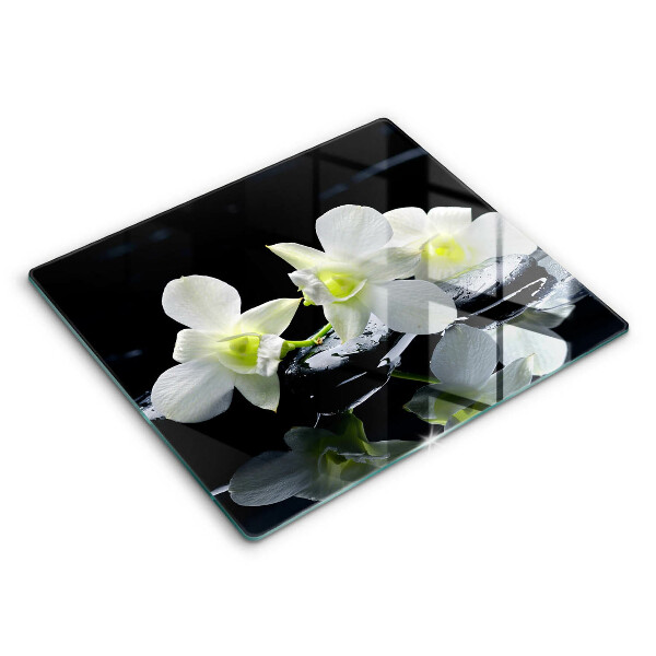 Tagliere in vetro temperato Fiori bianchi nell'acqua Zen