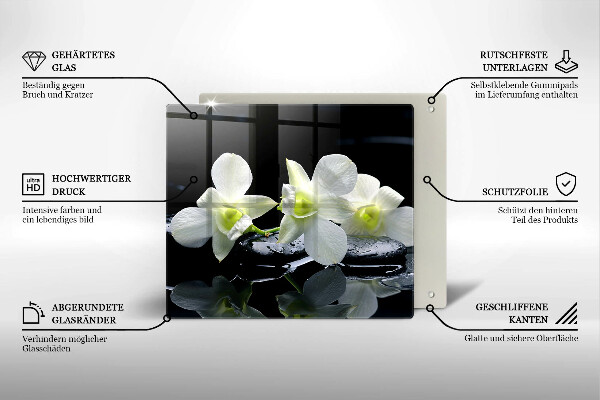 Tagliere in vetro temperato Fiori bianchi nell'acqua Zen