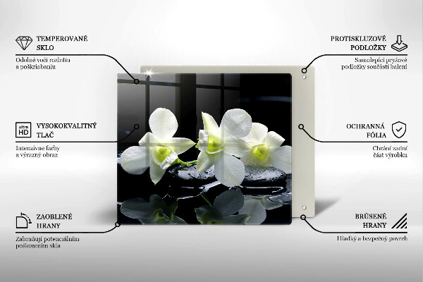 Tagliere in vetro temperato Fiori bianchi nell'acqua Zen