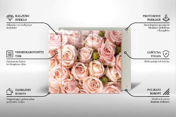 Tagliere in vetro temperato Bouquet di rose delicate