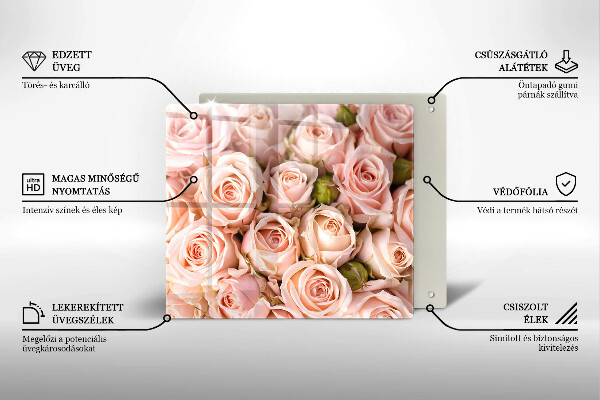 Tagliere in vetro temperato Bouquet di rose delicate