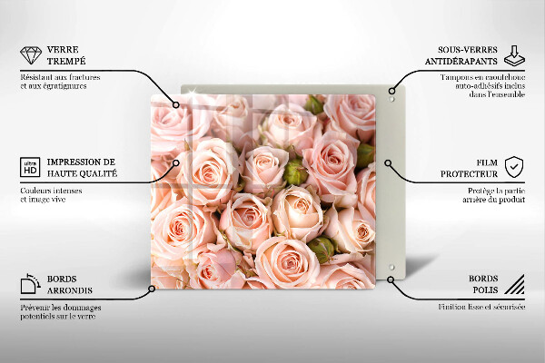 Tagliere in vetro temperato Bouquet di rose delicate