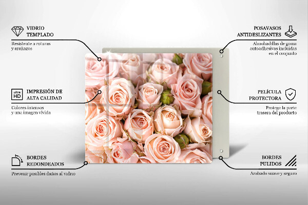 Tagliere in vetro temperato Bouquet di rose delicate