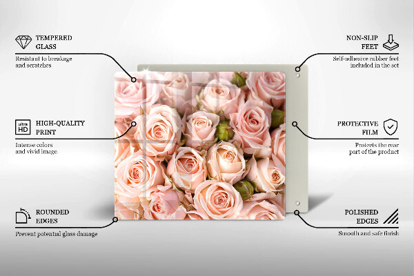 Tagliere in vetro temperato Bouquet di rose delicate