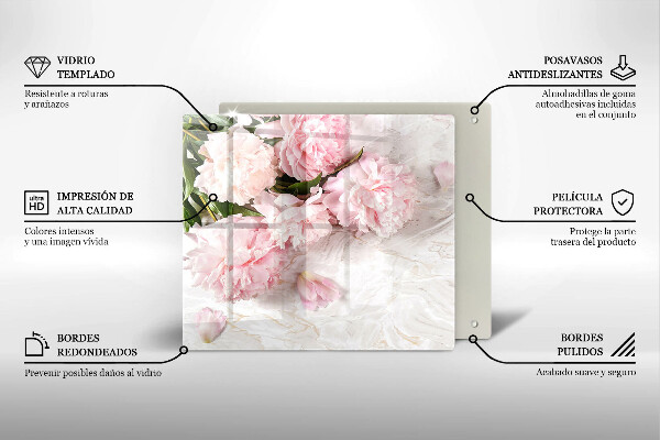 Tagliere in vetro temperato Delicati fiori di rose