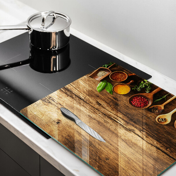 Tagliere in vetro temperato Cucchiai di spezie in legno