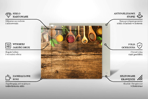 Tagliere in vetro temperato Cucchiai di spezie in legno