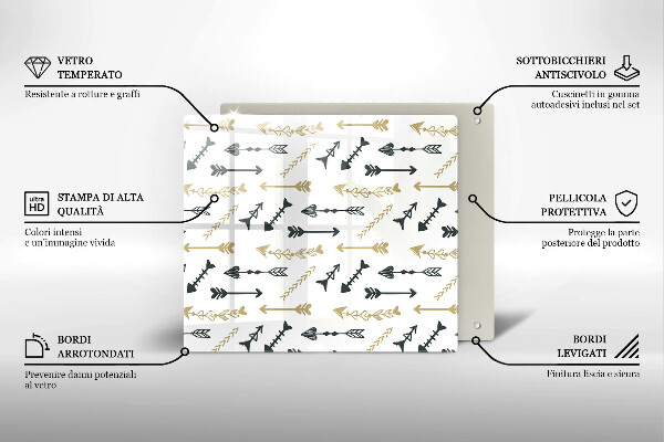 Tagliere in vetro temperato Modello di frecce Boho