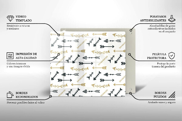 Tagliere in vetro temperato Modello di frecce Boho