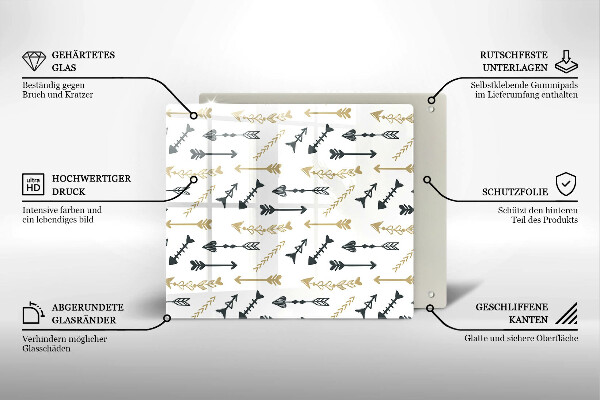 Tagliere in vetro temperato Modello di frecce Boho