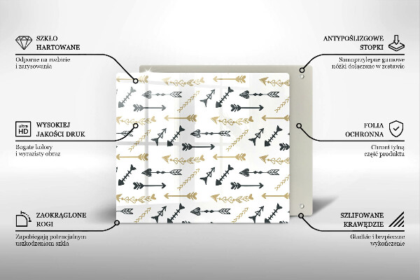 Tagliere in vetro temperato Modello di frecce Boho