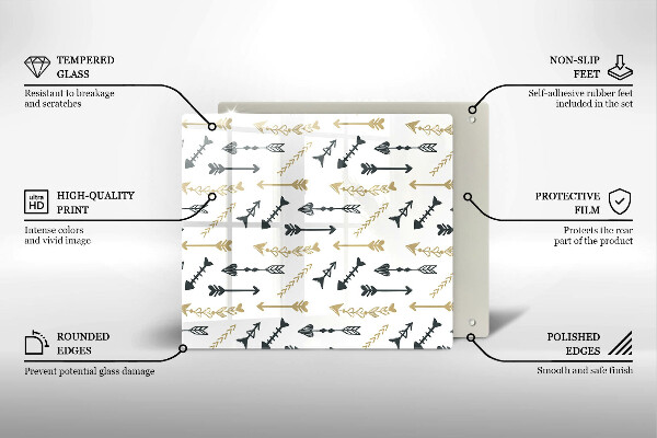 Tagliere in vetro temperato Modello di frecce Boho
