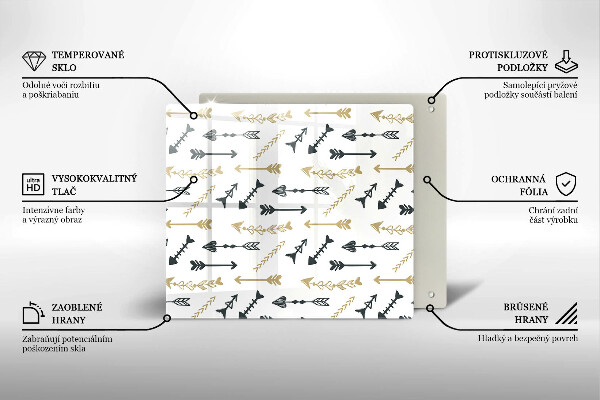 Tagliere in vetro temperato Modello di frecce Boho