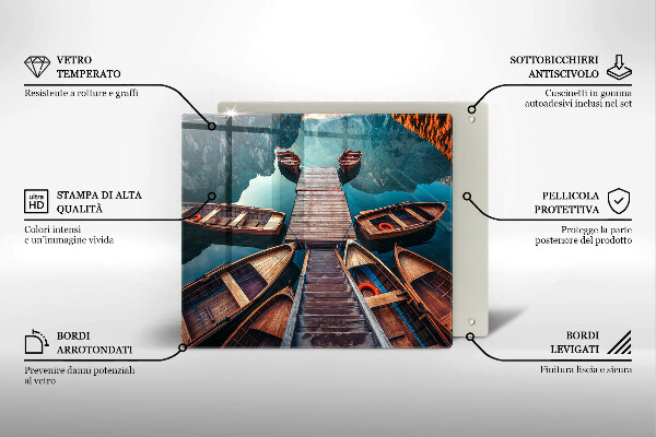 Tagliere in vetro temperato Barche sul lago