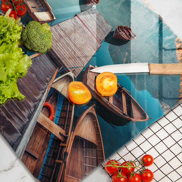 Tagliere in vetro temperato Barche sul lago