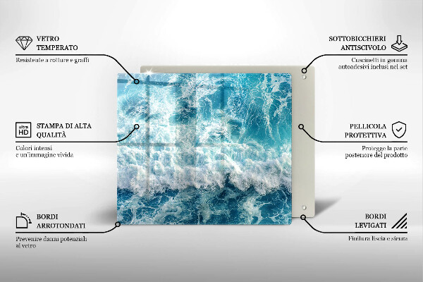Tagliere in vetro temperato Onde dell'acqua di mare
