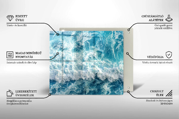 Tagliere in vetro temperato Onde dell'acqua di mare