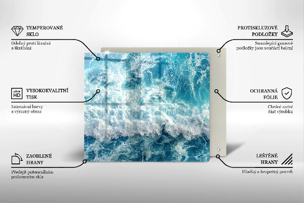 Tagliere in vetro temperato Onde dell'acqua di mare