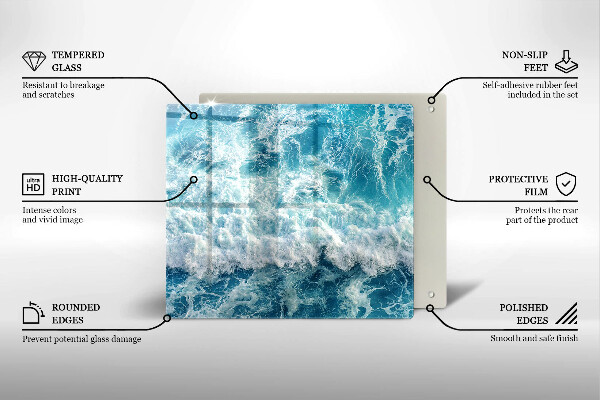 Tagliere in vetro temperato Onde dell'acqua di mare