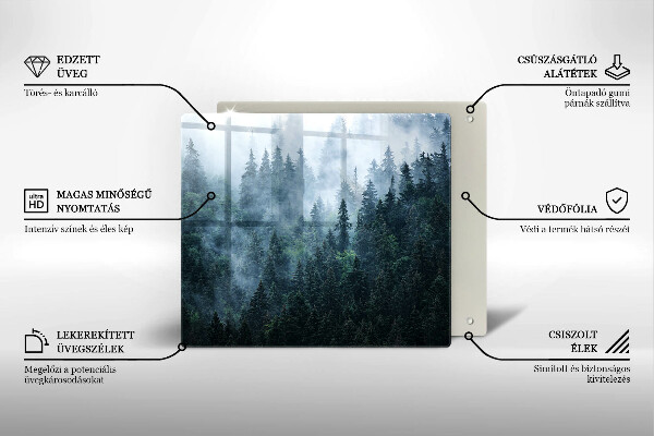 Tagliere in vetro temperato Alberi forestali e nebbia