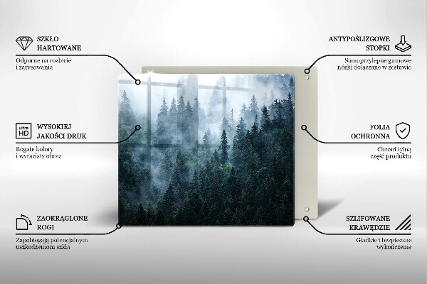 Tagliere in vetro temperato Alberi forestali e nebbia