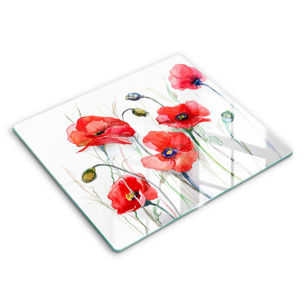 Tagliere in vetro temperato Fiori di papaveri rossi