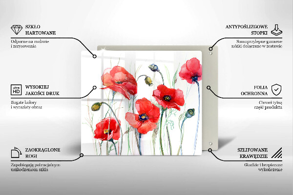 Tagliere in vetro temperato Fiori di papaveri rossi