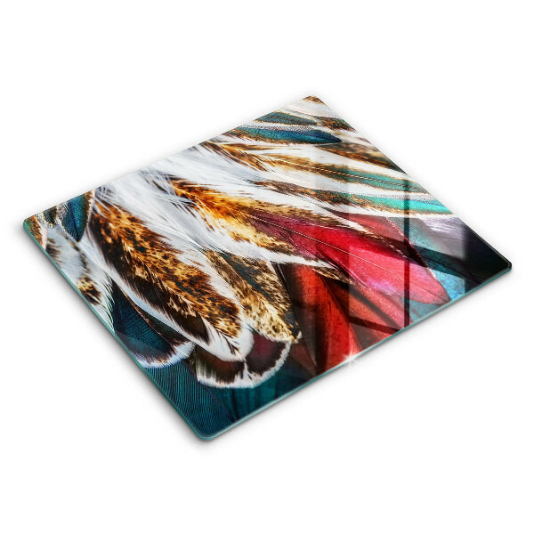 Tagliere in vetro temperato Piume di uccelli boho
